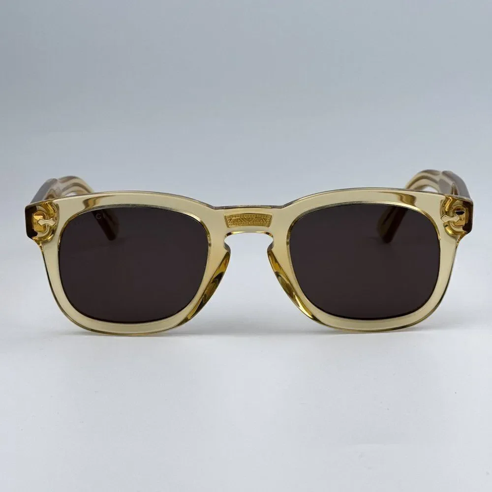 NEW Gucci GG0182S 006 Transparent Brown Square Unisex Sunglasses GG 0182S